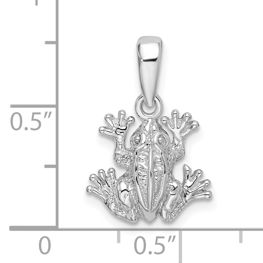 De-Ani Sterling Silver Rhodium-Plated Polished Frog Pendant