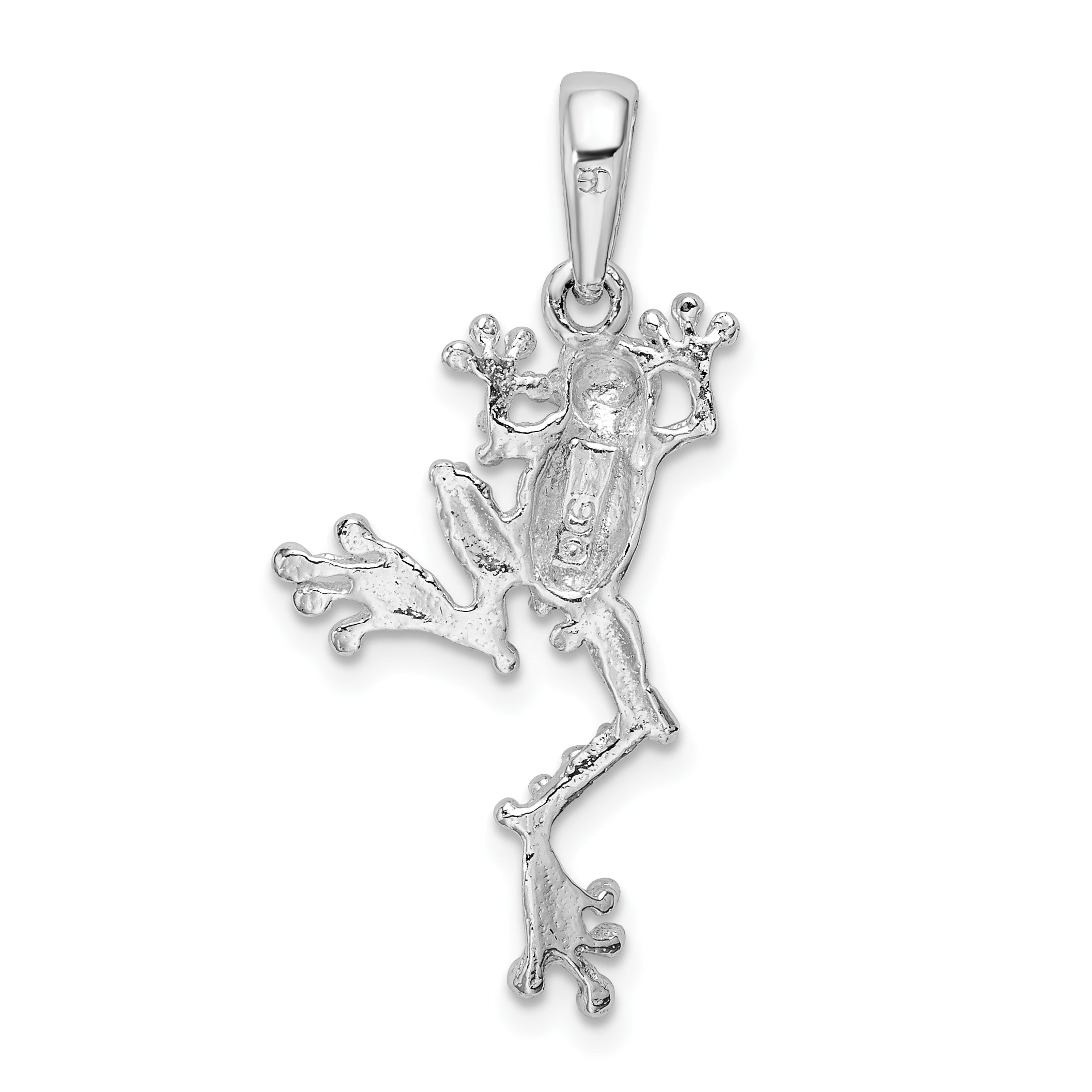 De-Ani Sterling Silver Rhodium-Plated Polished Jumping Frog Pendant