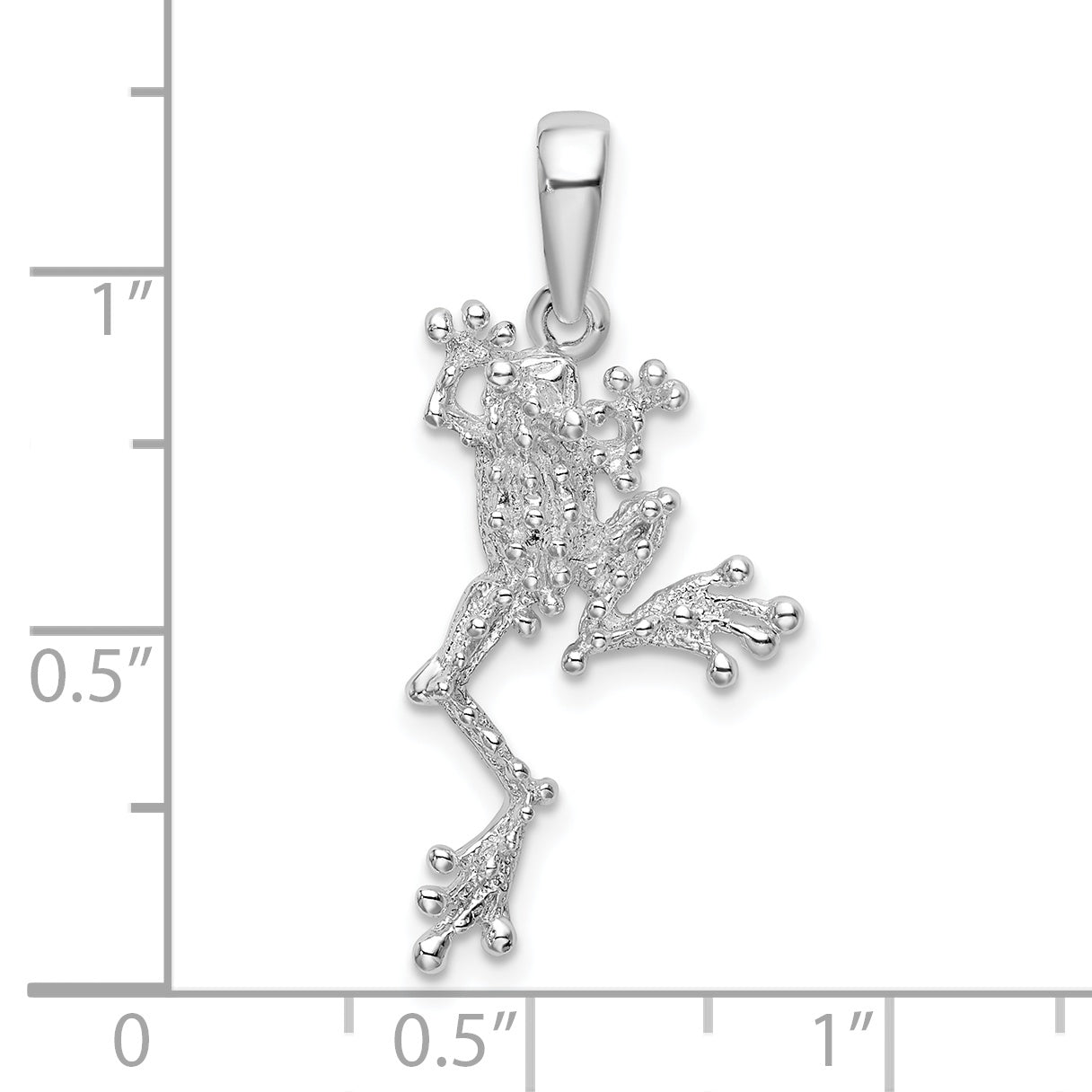 De-Ani Sterling Silver Rhodium-Plated Polished Jumping Frog Pendant