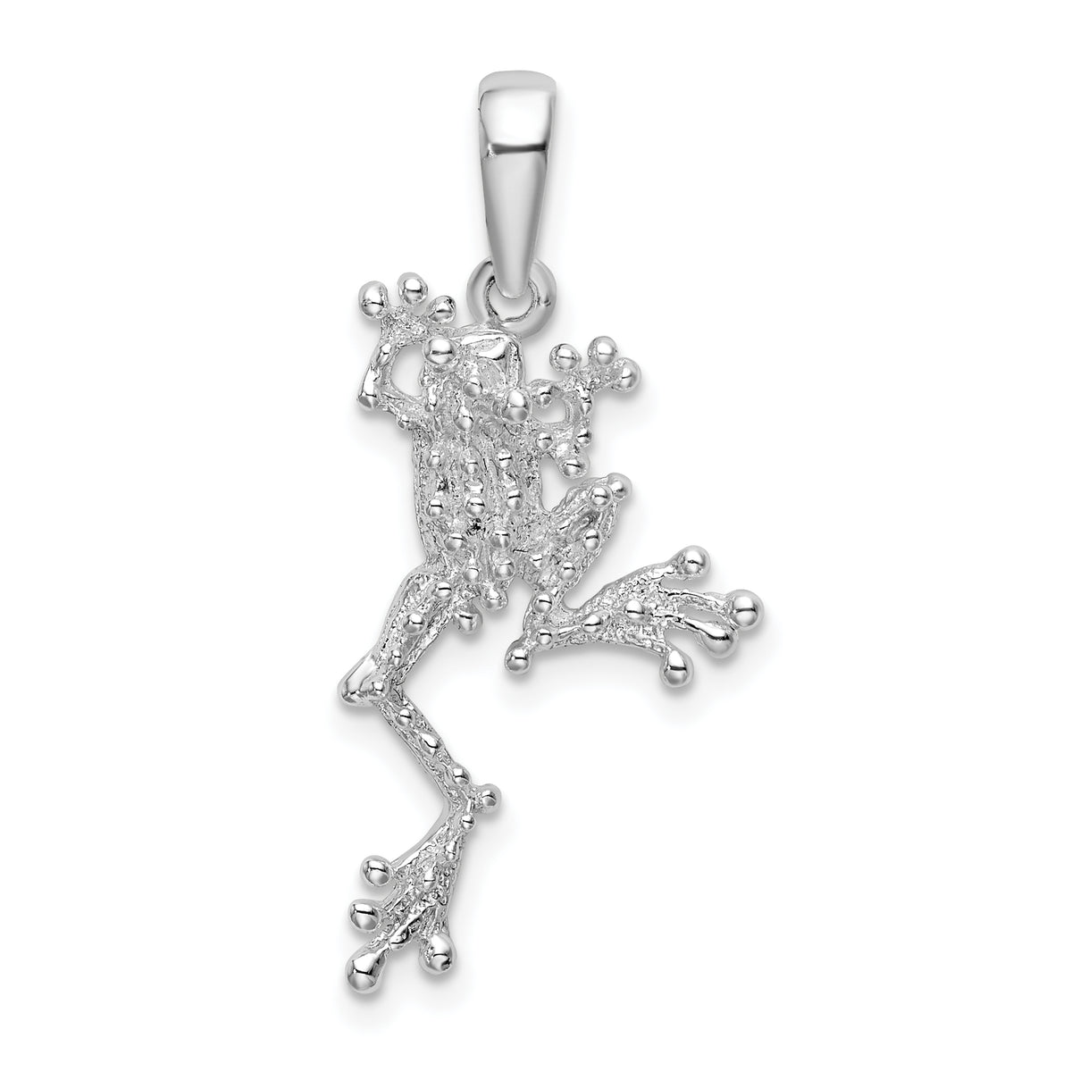 De-Ani Sterling Silver Rhodium-Plated Polished Jumping Frog Pendant