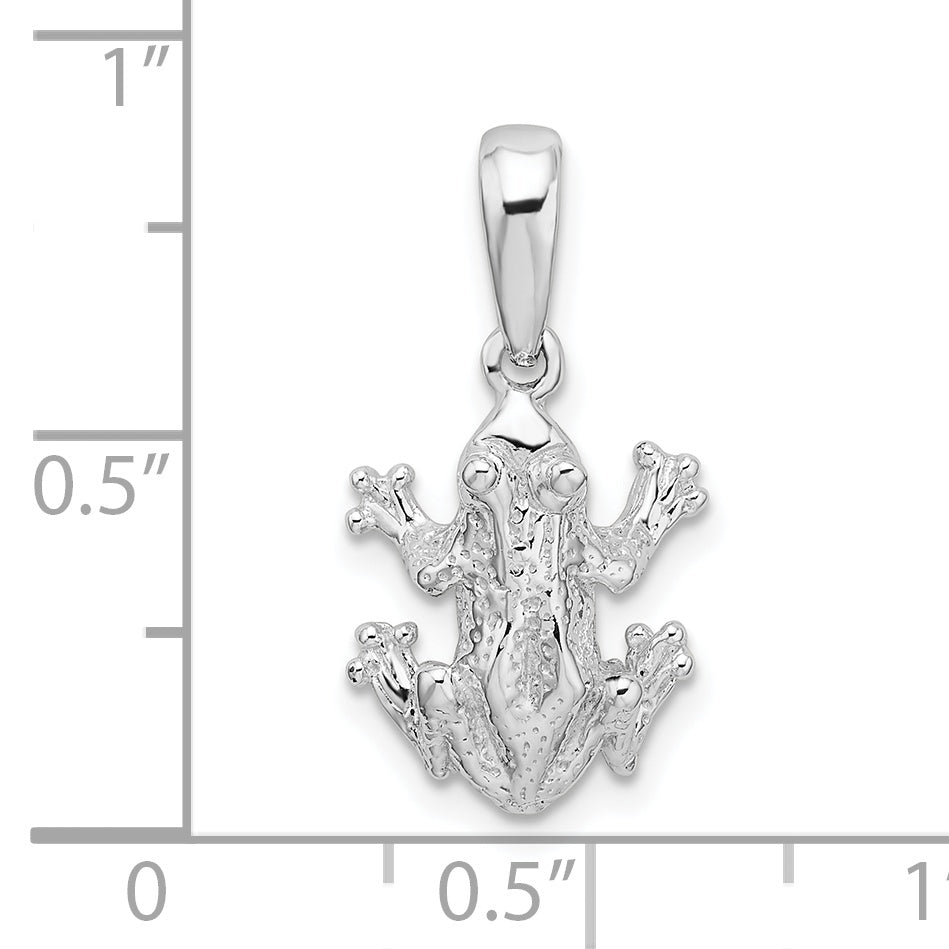 De-Ani Sterling Silver Rhodium-Plated Polished Frog Pendant