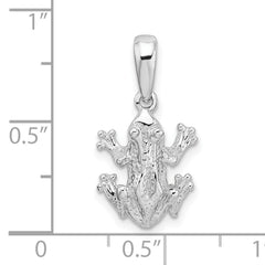 De-Ani Sterling Silver Rhodium-Plated Polished Frog Pendant