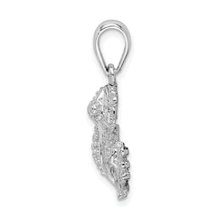 De-Ani Sterling Silver Rhodium-Plated Polished Frog Pendant