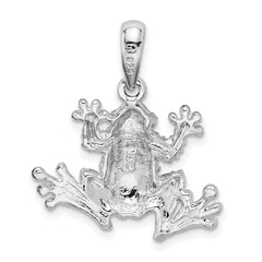 De-Ani Sterling Silver Rhodium-Plated Polished Frog Pendant