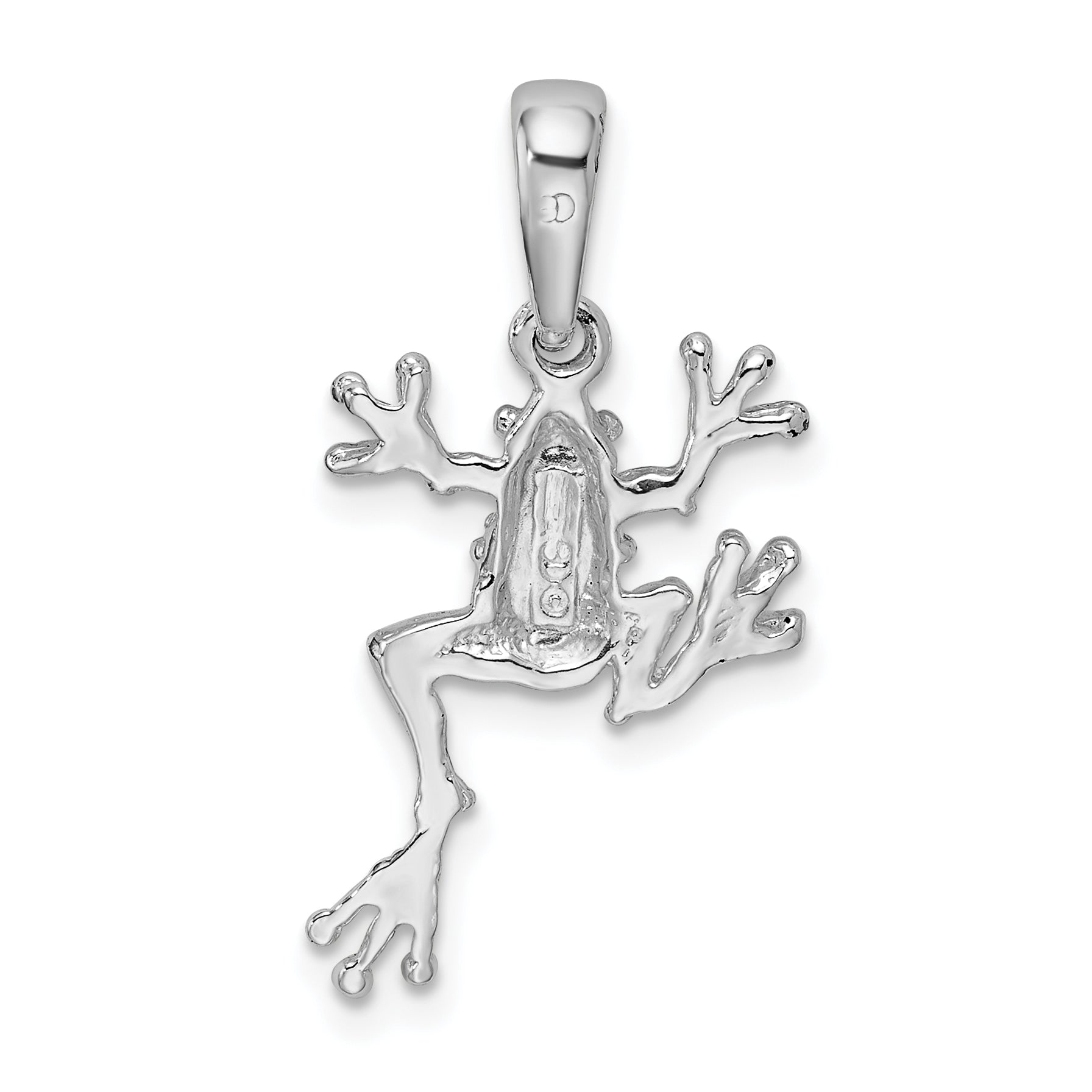 De-Ani Sterling Silver Rhodium-Plated Polished Jumping Frog Pendant