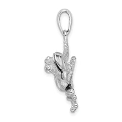 De-Ani Sterling Silver Rhodium-Plated Polished Bug Eyed Frog Pendant