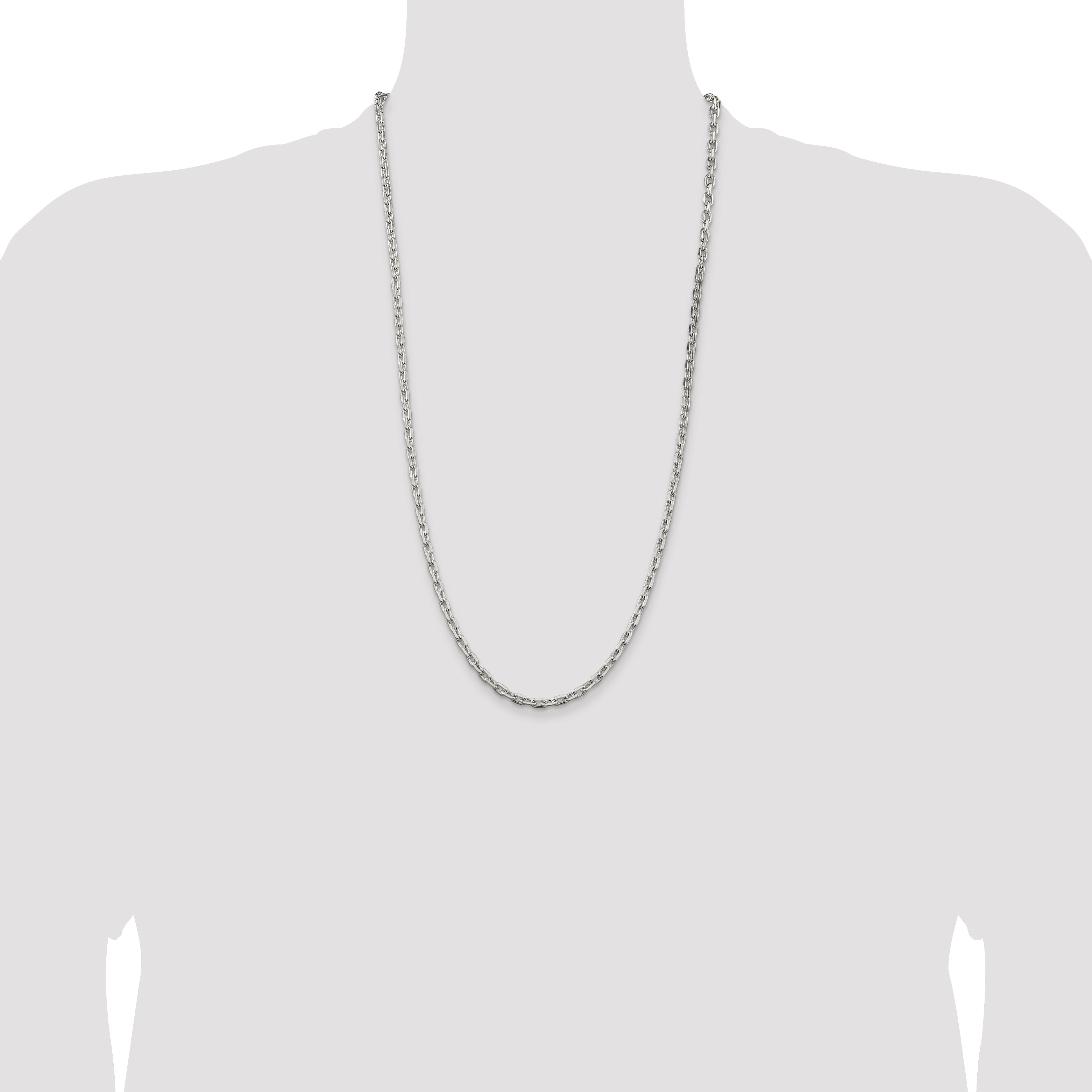 Sterling Silver 3.95mm Beveled Oval Cable Chain