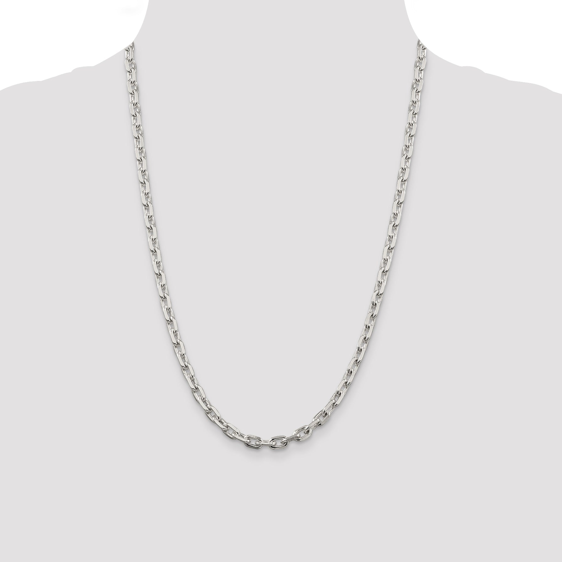 Sophia Jewelers Sterling Silver 925 Women's Polished Beveled Cable Chain Necklace
