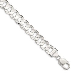 Sterling Silver 11.9mm Concave Beveled Curb Chain