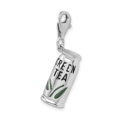 Sophia Jewelers Sterling Silver Enameled Green Tea Charm with Lobster Clasp