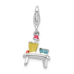 Sterling Silver Enamel Charm with Lobster Clasp Colorful Accent