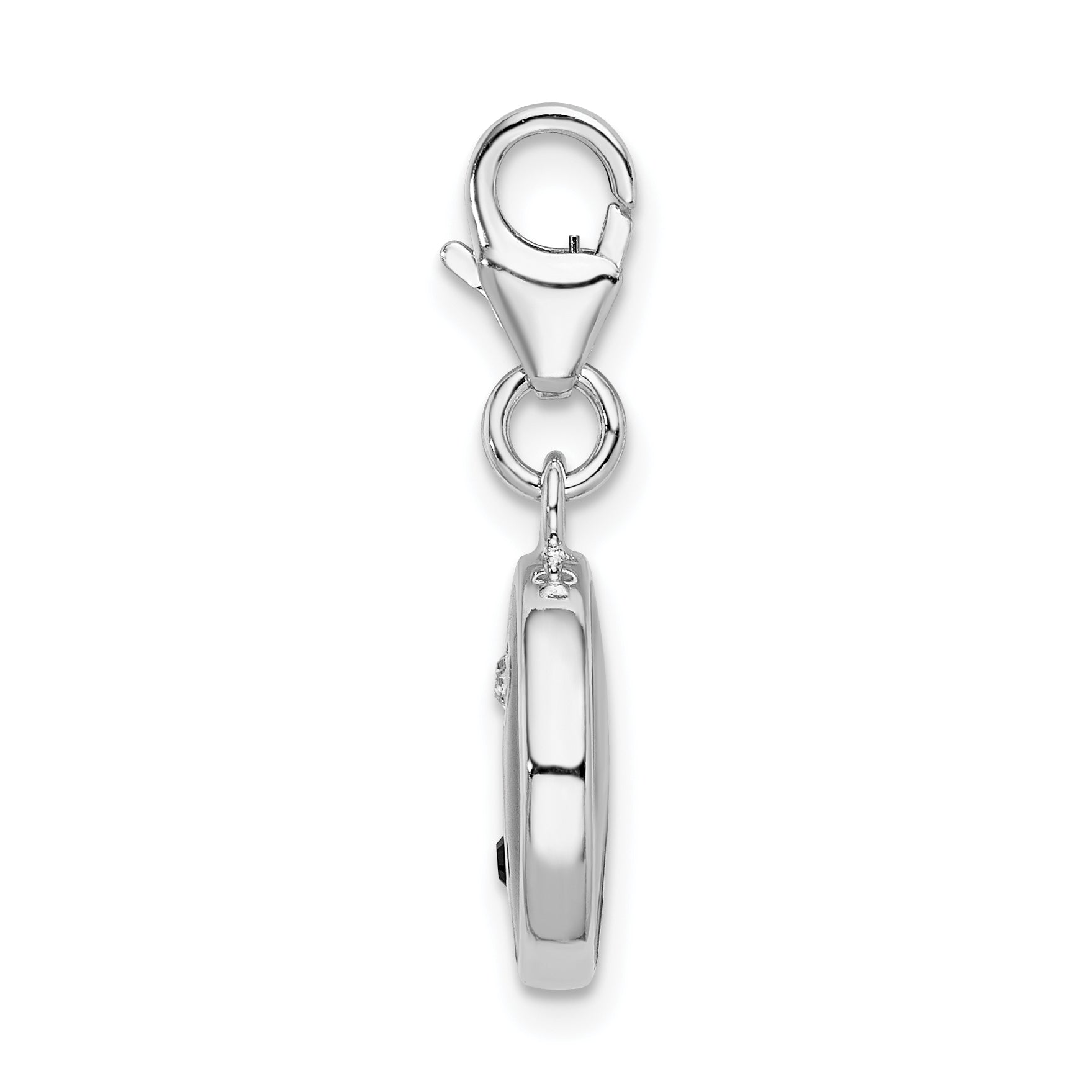 Sterling Silver 925 Yin Yang Charm with Enamel and Swarovski Crystal