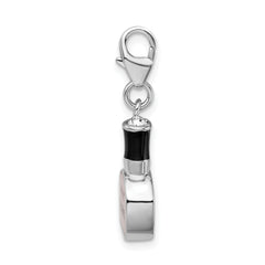 Sterling Silver 925 Nail Polish Charm with Pink Enamel Lobster Clasp