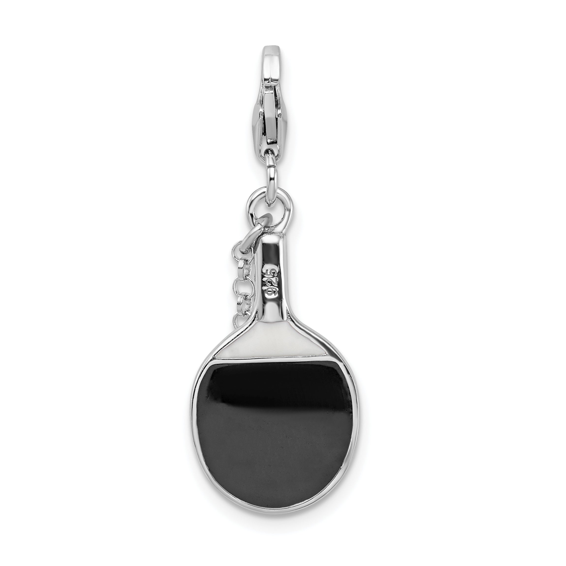 SterlingSilver Enamel Simulated Pearl Paddle w/Lobster Clasp Charm