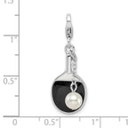 Sophia Jewelers Sterling Silver Enamel Pearl Charm with Rhodium Finish