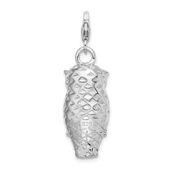 Sophia Jewelers Sterling Silver Owl Charm with Swarovski Crystals and Enamel