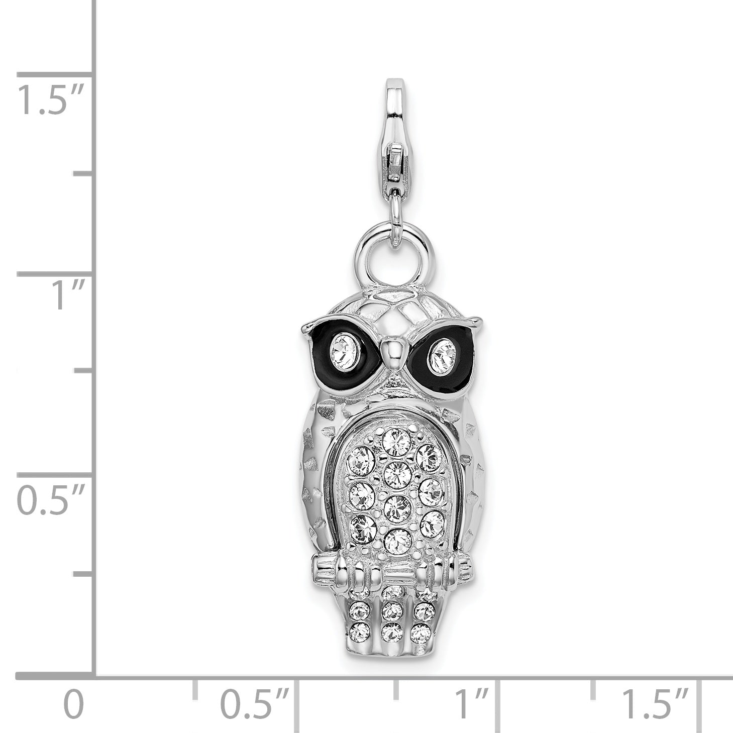 Sophia Jewelers Sterling Silver Owl Charm with Swarovski Crystals and Enamel
