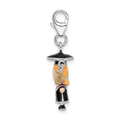 Sterling Silver Enamel Graduation Charm with Lobster Clasp