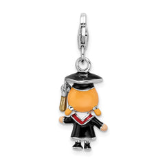 Sterling Silver Enamel Graduation Charm with Lobster Clasp