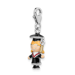 Sterling Silver Enamel Graduation Charm with Lobster Clasp
