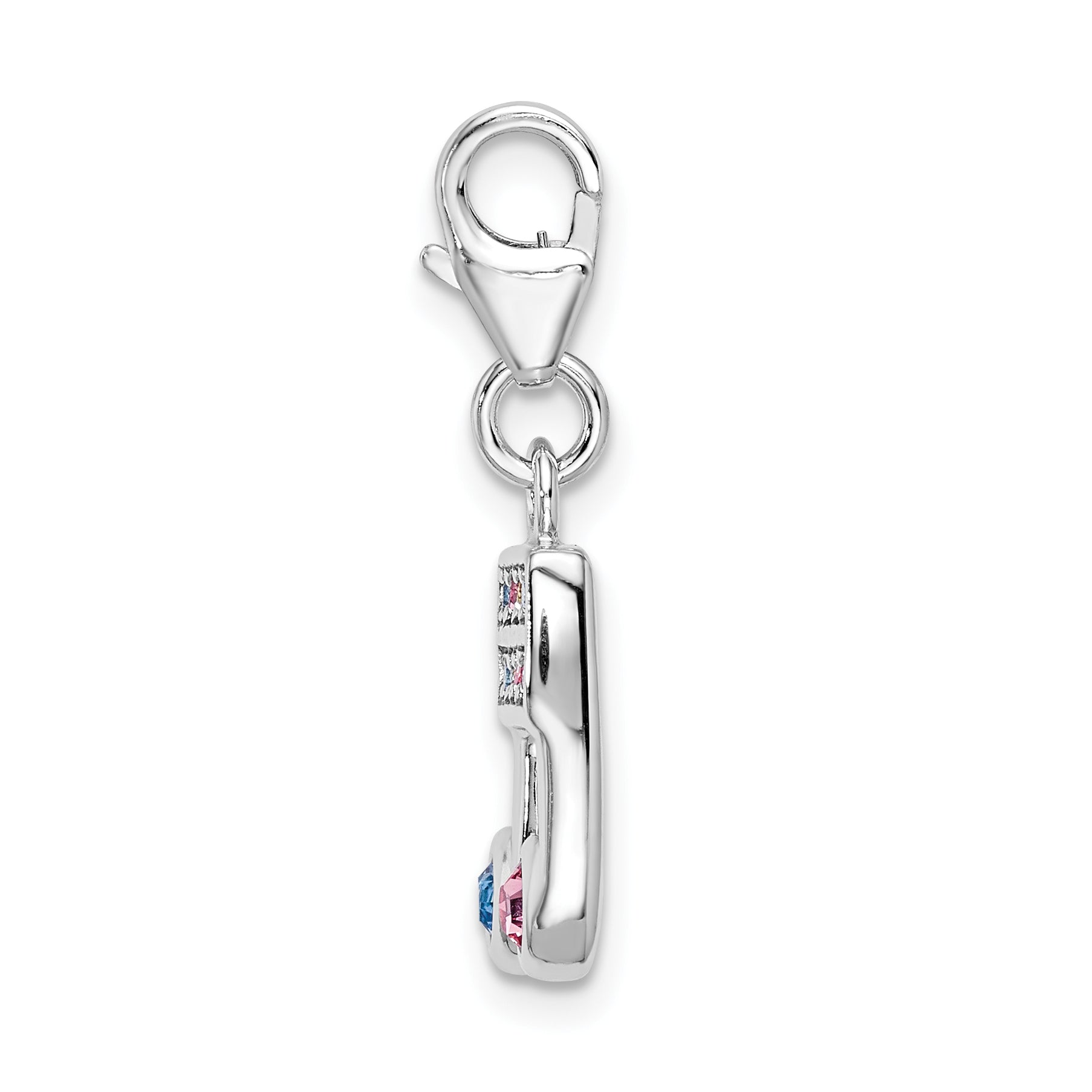 Sterling Silver 925 Music Note Charm with Crystals