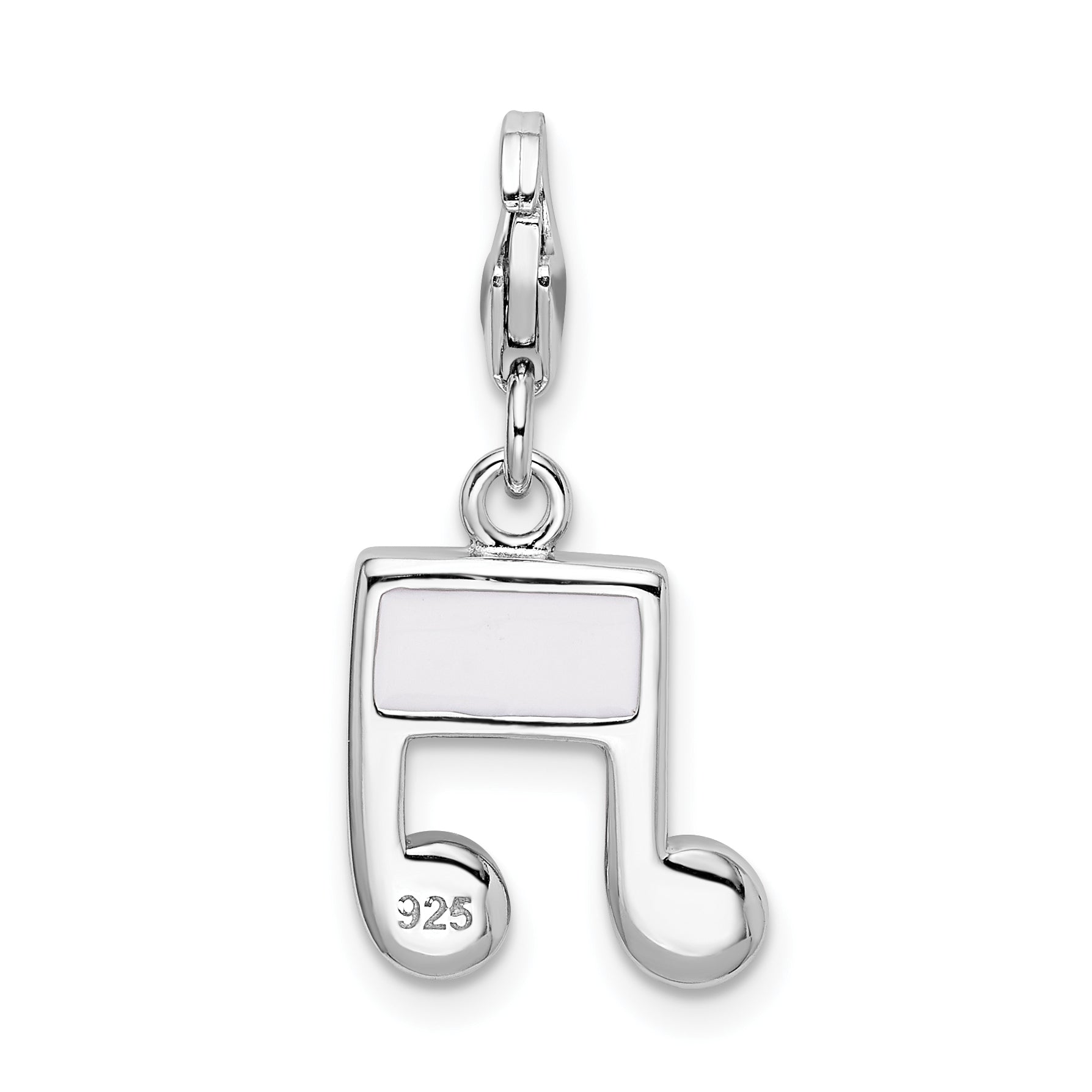 Sterling Silver 925 Music Note Charm with Crystals