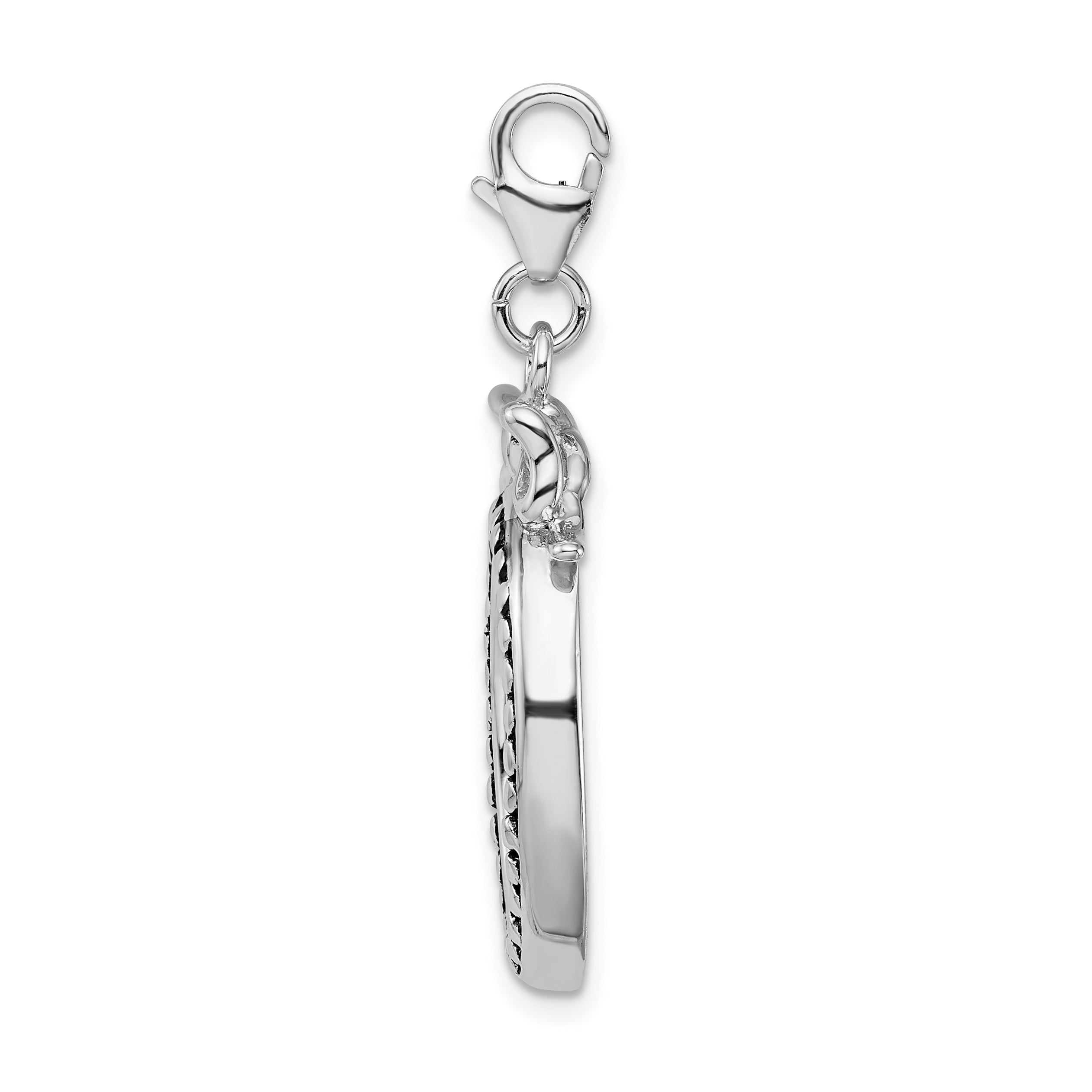 Sterling Silver Flower Bouquet Charm with Rhodium Finish