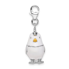 Sterling Silver Enamel Chicken Charm with Lobster Clasp