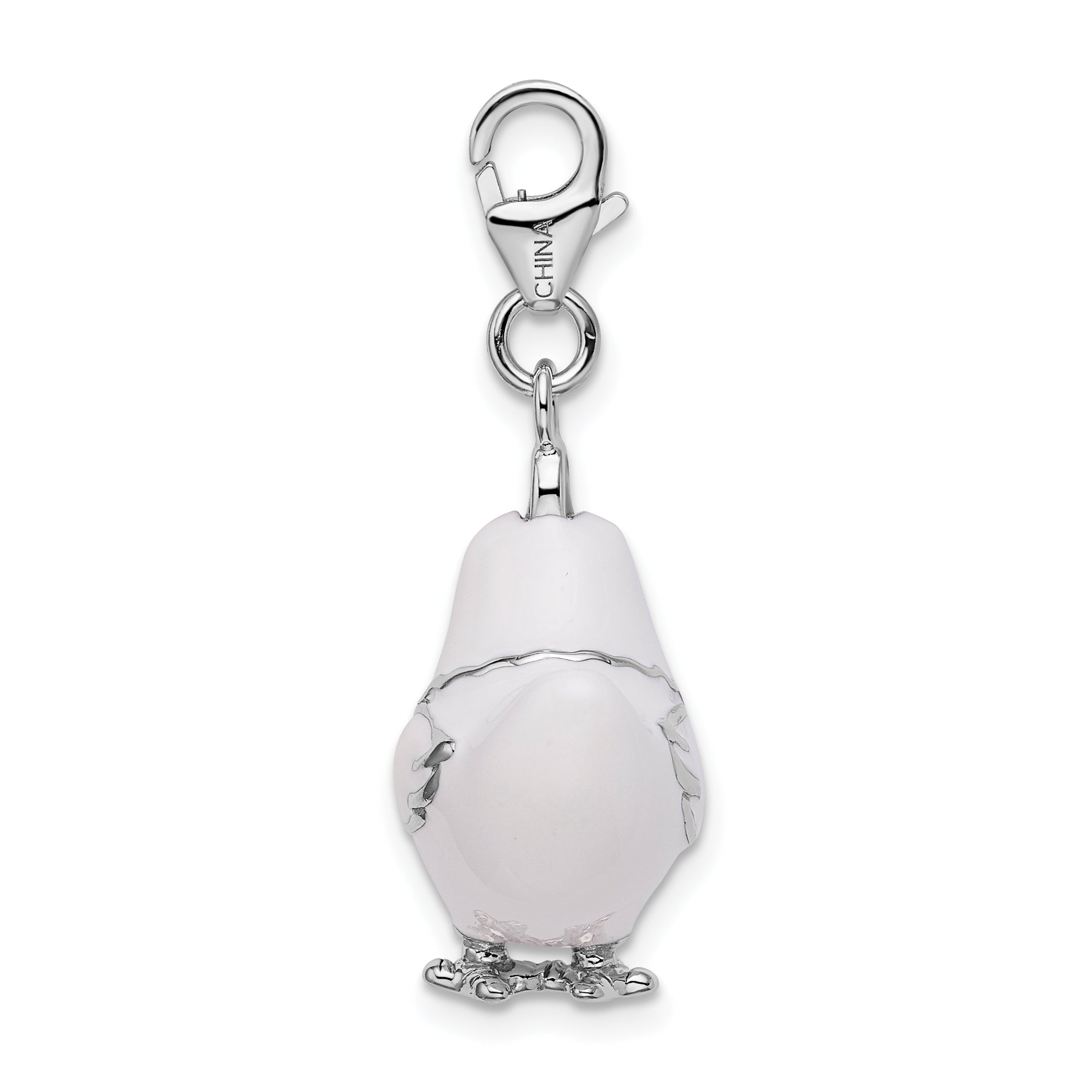 Sterling Silver Enamel Chicken Charm with Lobster Clasp