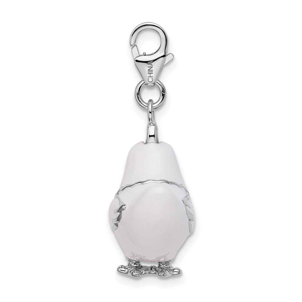 Sterling Silver Enamel Chicken Charm with Lobster Clasp