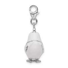 Sterling Silver Enamel Chicken Charm with Lobster Clasp