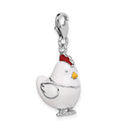 Sterling Silver Enamel Chicken Charm with Lobster Clasp