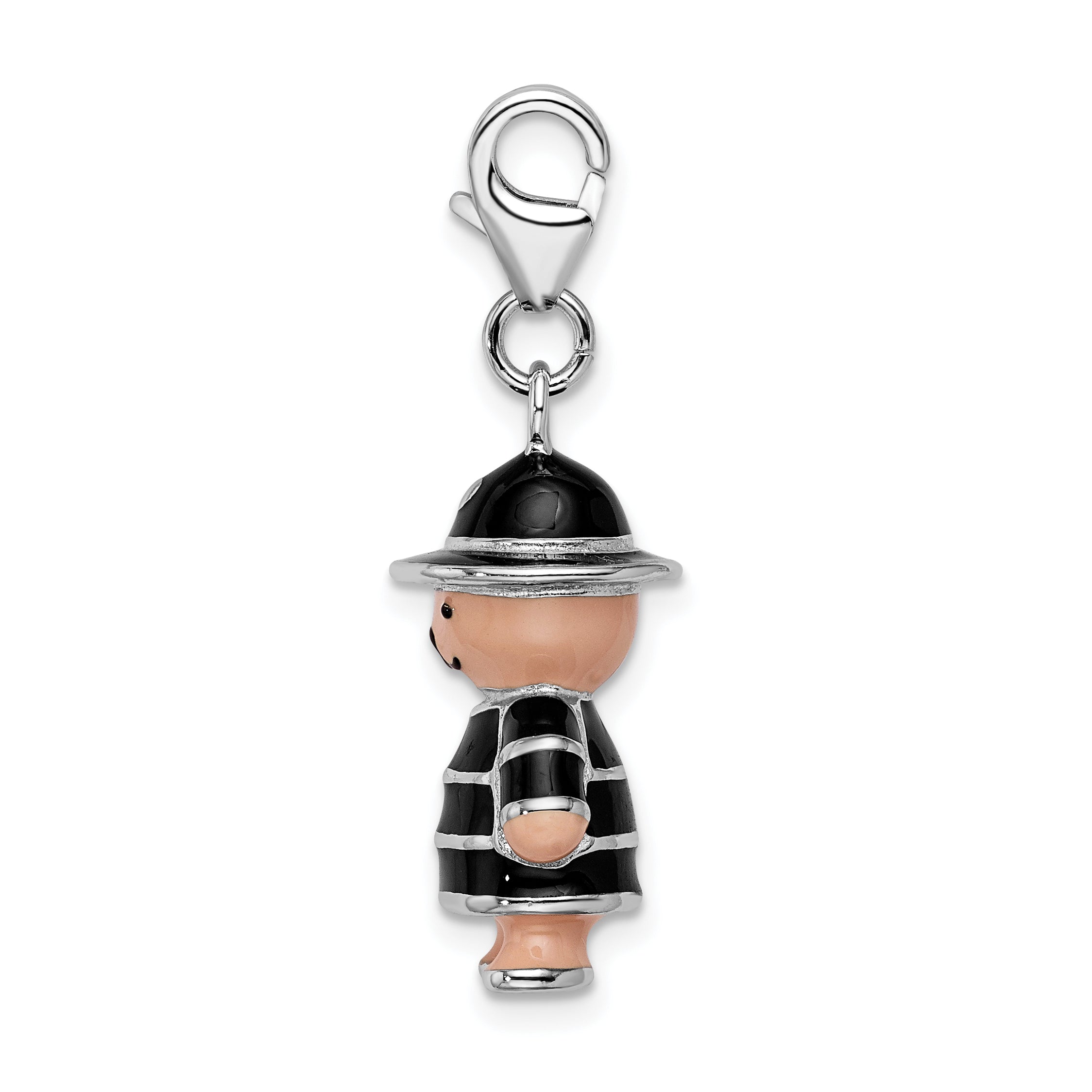 Sophia Jewelers Sterling Silver Enamel Teddy Charm with Rhodium Plating