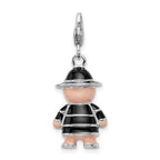 Sophia Jewelers Sterling Silver Enamel Teddy Charm with Rhodium Plating