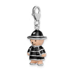 Sophia Jewelers Sterling Silver Enamel Teddy Charm with Rhodium Plating