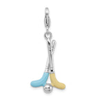 Sterling Silver Enamel Golf Club Charm with Crystal Accent
