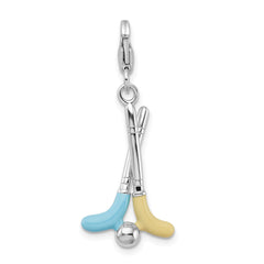 Sterling Silver Enamel Golf Club Charm with Swarovski Crystal Accent