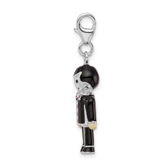 Sterling Silver 925 Black Enamel Groom Charm with Lobster Clasp