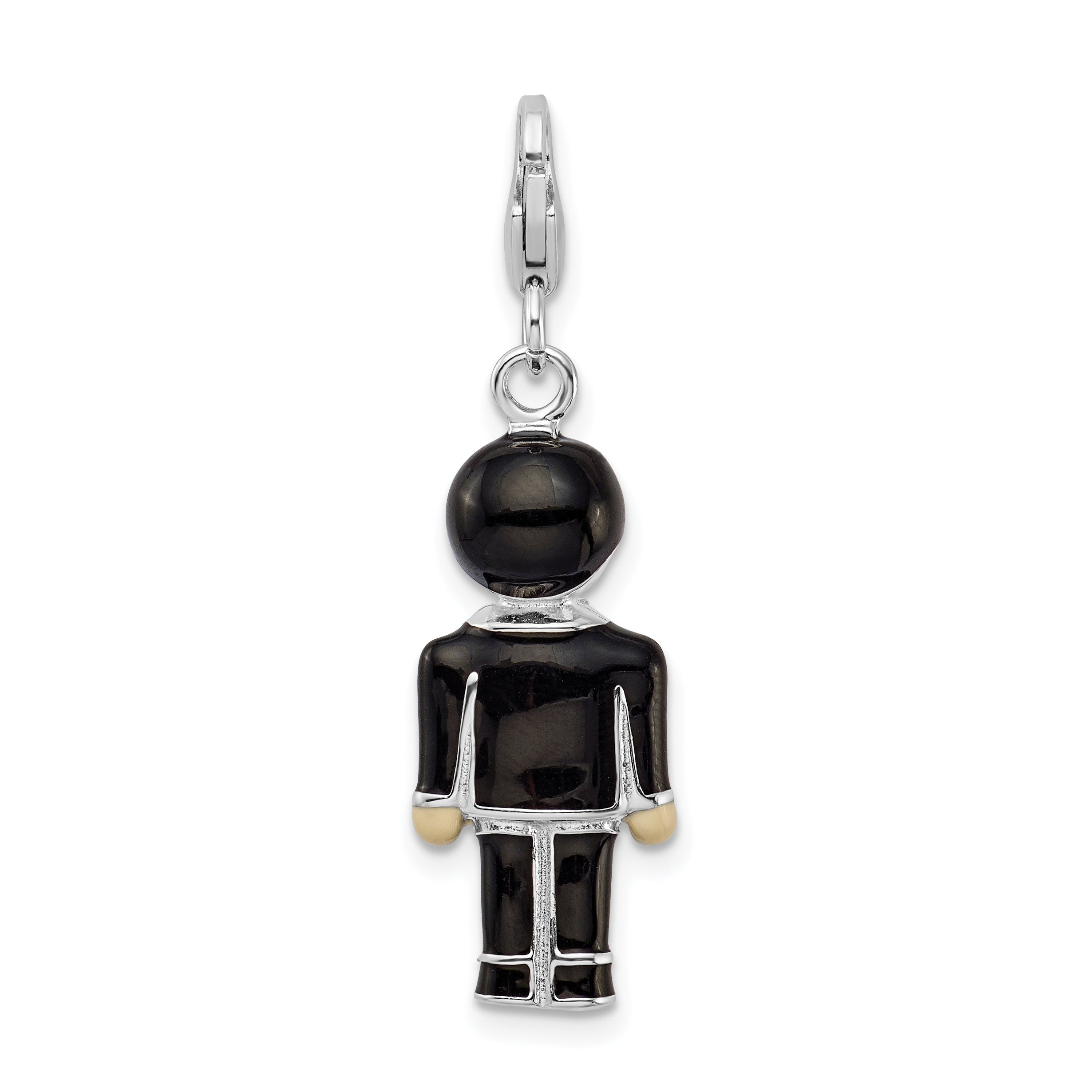 Sterling Silver 925 Black Enamel Groom Charm with Lobster Clasp