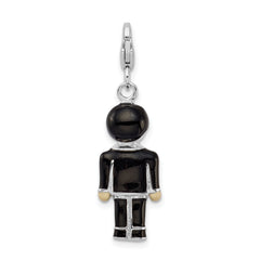 Sterling Silver 925 Black Enamel Groom Charm with Lobster Clasp