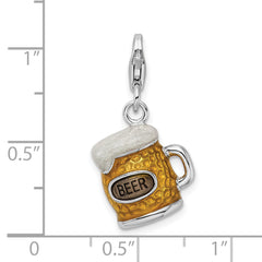 Sterling Silver 925 Beer Mug Charm with Lobster Clasp