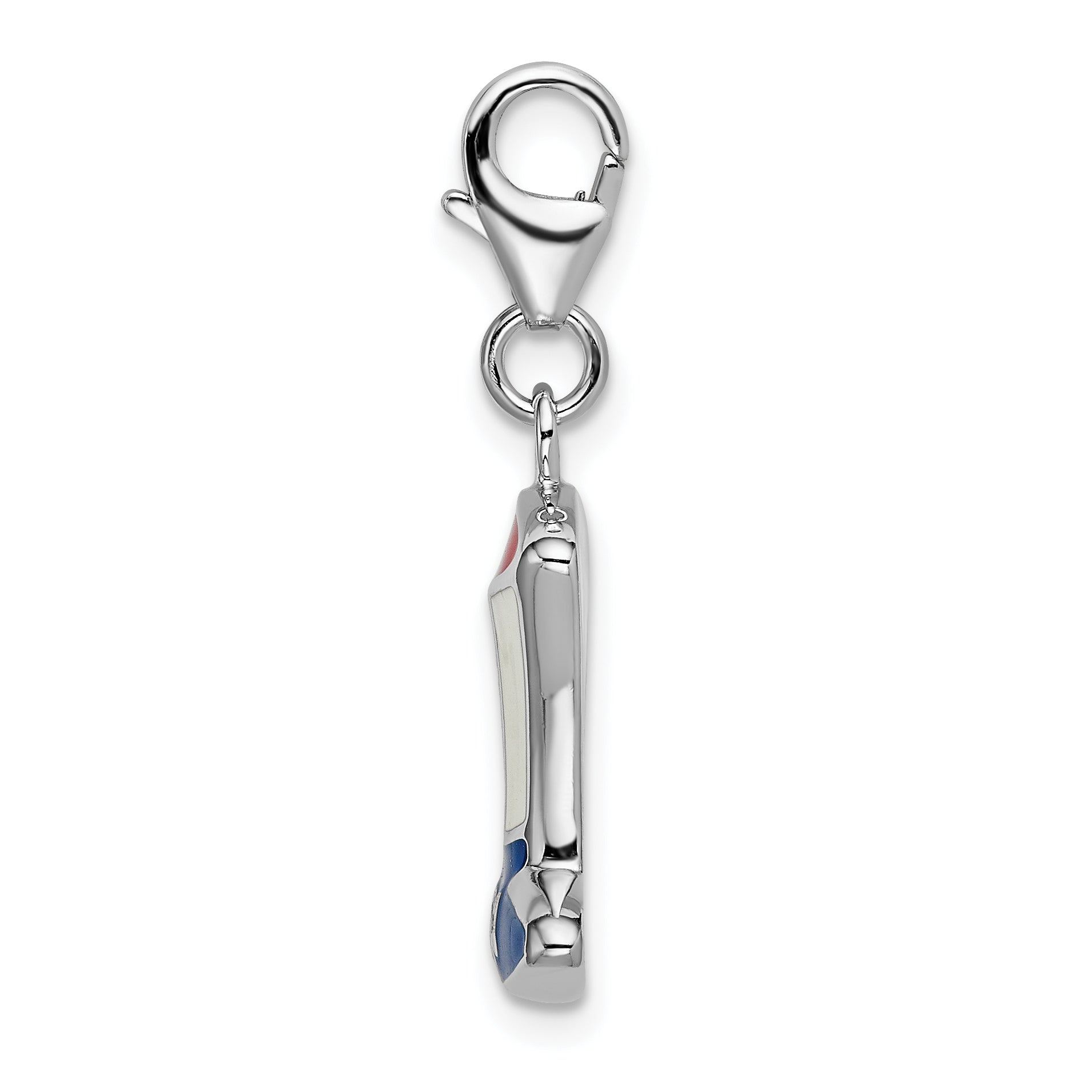 Sterling Silver Rhodium USA Hat Charm with Enamel Accents Secondary image