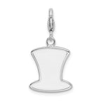 Sterling Silver Rhodium USA Hat Charm with Enamel Accents