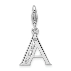 Sophia Jewelers Sterling Silver Initial A Charm with CZ Stones