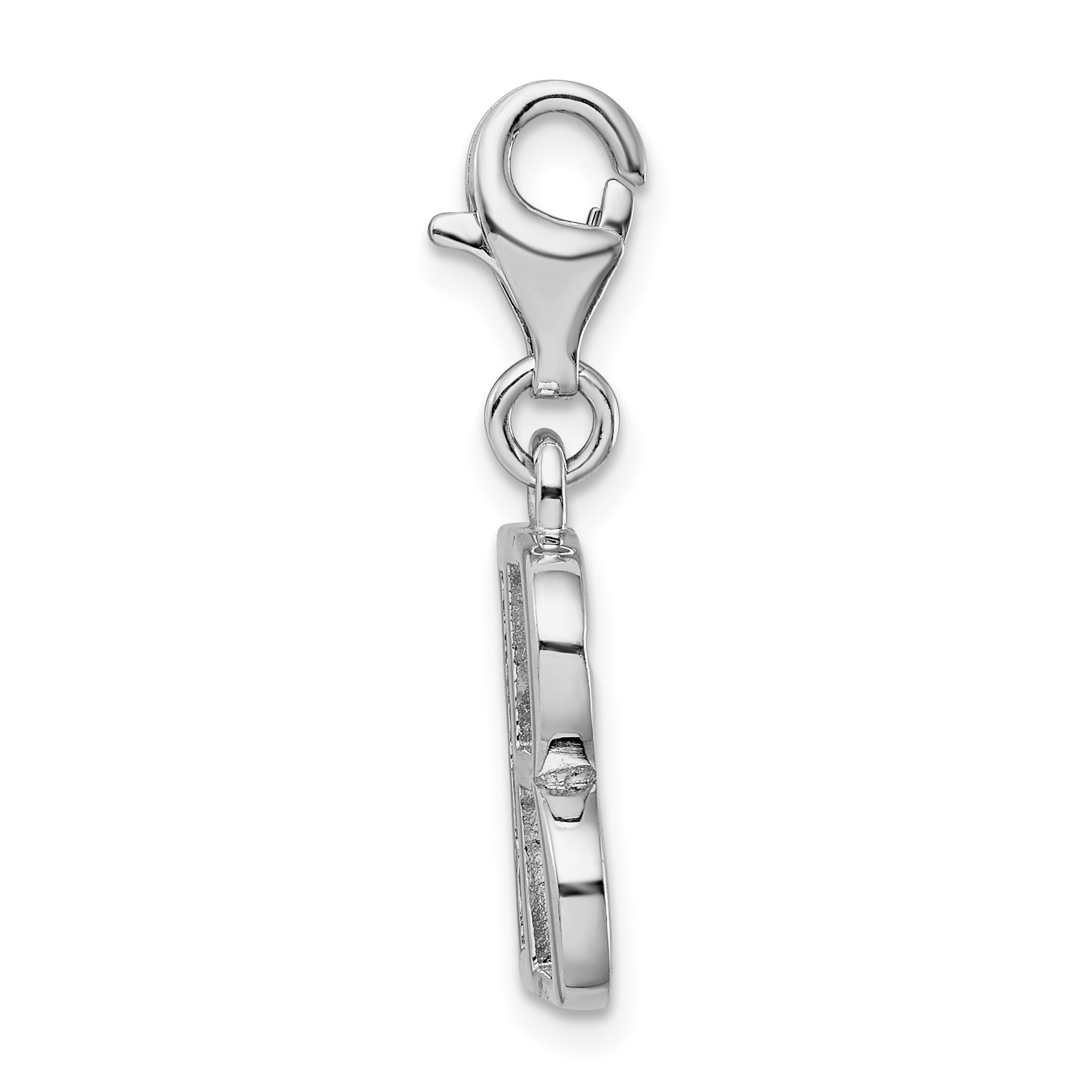 Sophia Jewelers Sterling Silver CZ Initial B Charm with Lobster Clasp Secondary image