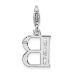 Sophia Jewelers Sterling Silver CZ Initial B Charm with Lobster Clasp