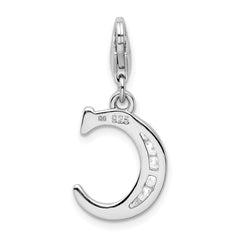 Sophia Jewelers Sterling Silver CZ Initial C Charm with Rhodium Clasp