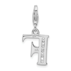 Sophia Jewelers Sterling Silver CZ Initial F Charm with Fancy Clasp