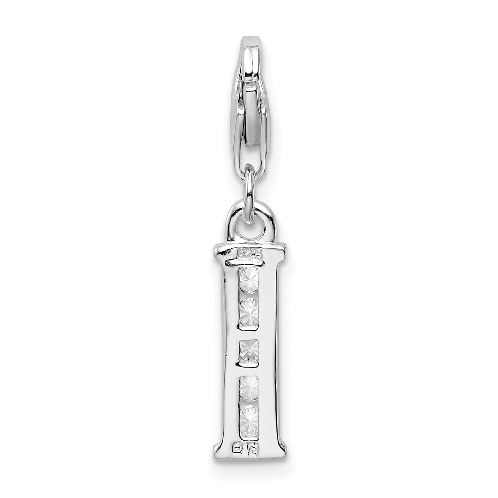 Sophia Jewelers Sterling Silver CZ Initial Charm with Rhodium Plating