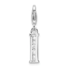 Sophia Jewelers Sterling Silver CZ Initial Charm with Rhodium Plating